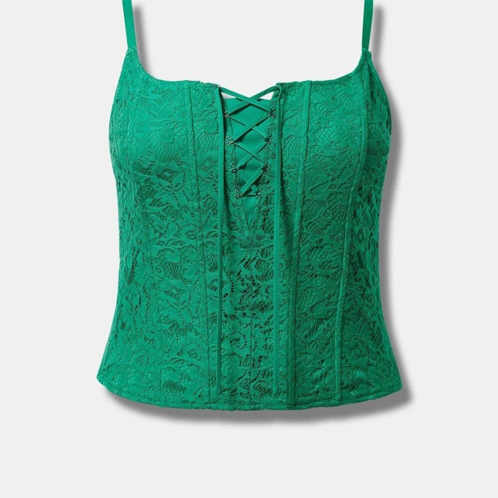 Torrid Green Lace Corset Top - Picture 2 of 5